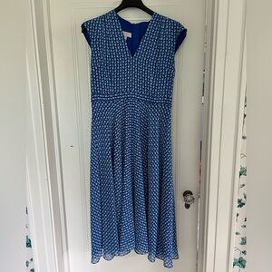 Hobbs London Hailey Midi Dress in Blue Multi
